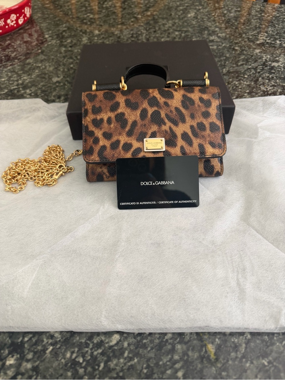 Dolce & Gabbana Mini Leopard-Print Crossbody Bag in Brown
